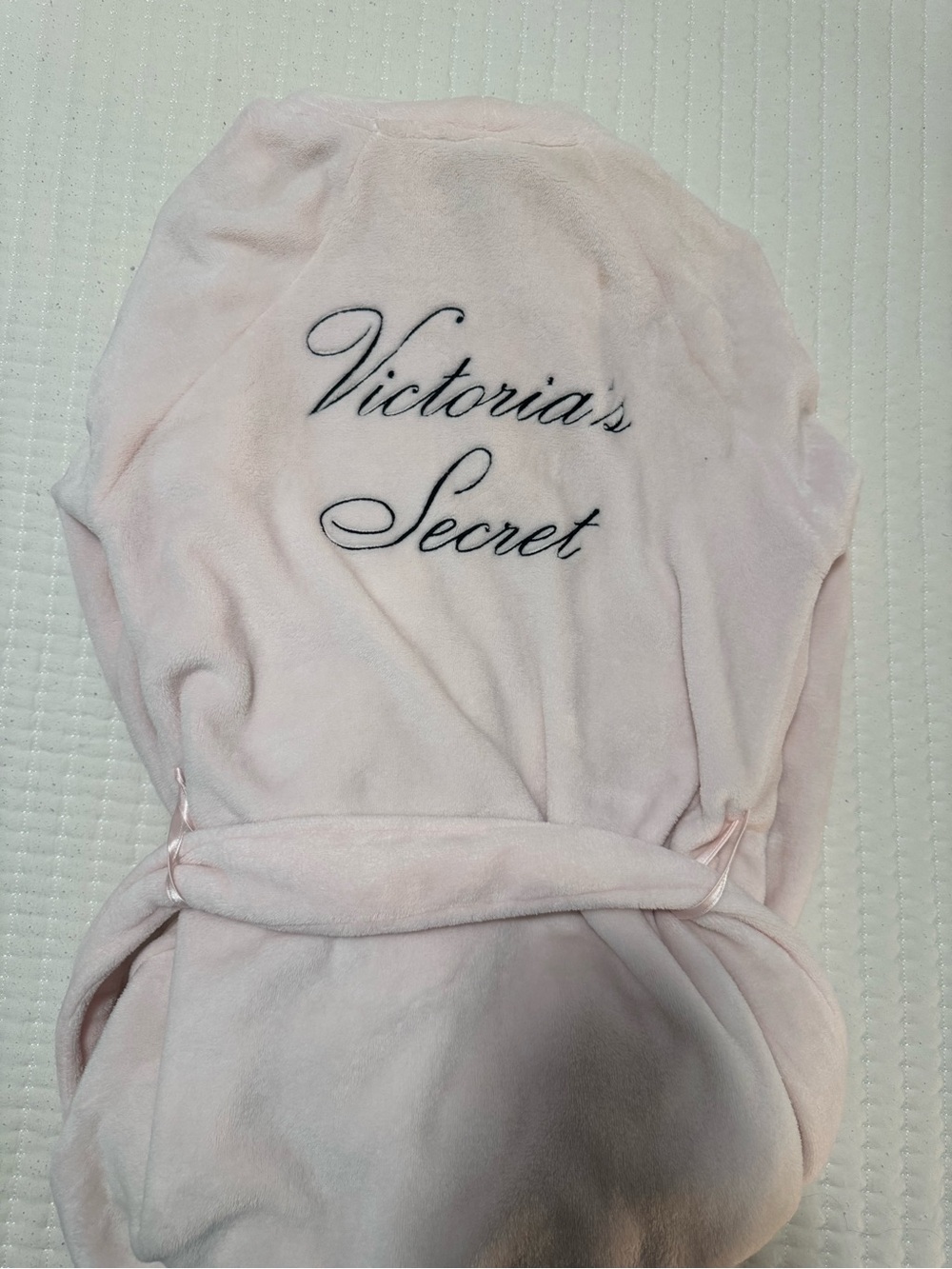 Victoria's Secret Light Pink Plush Robe with Embroidered Logo